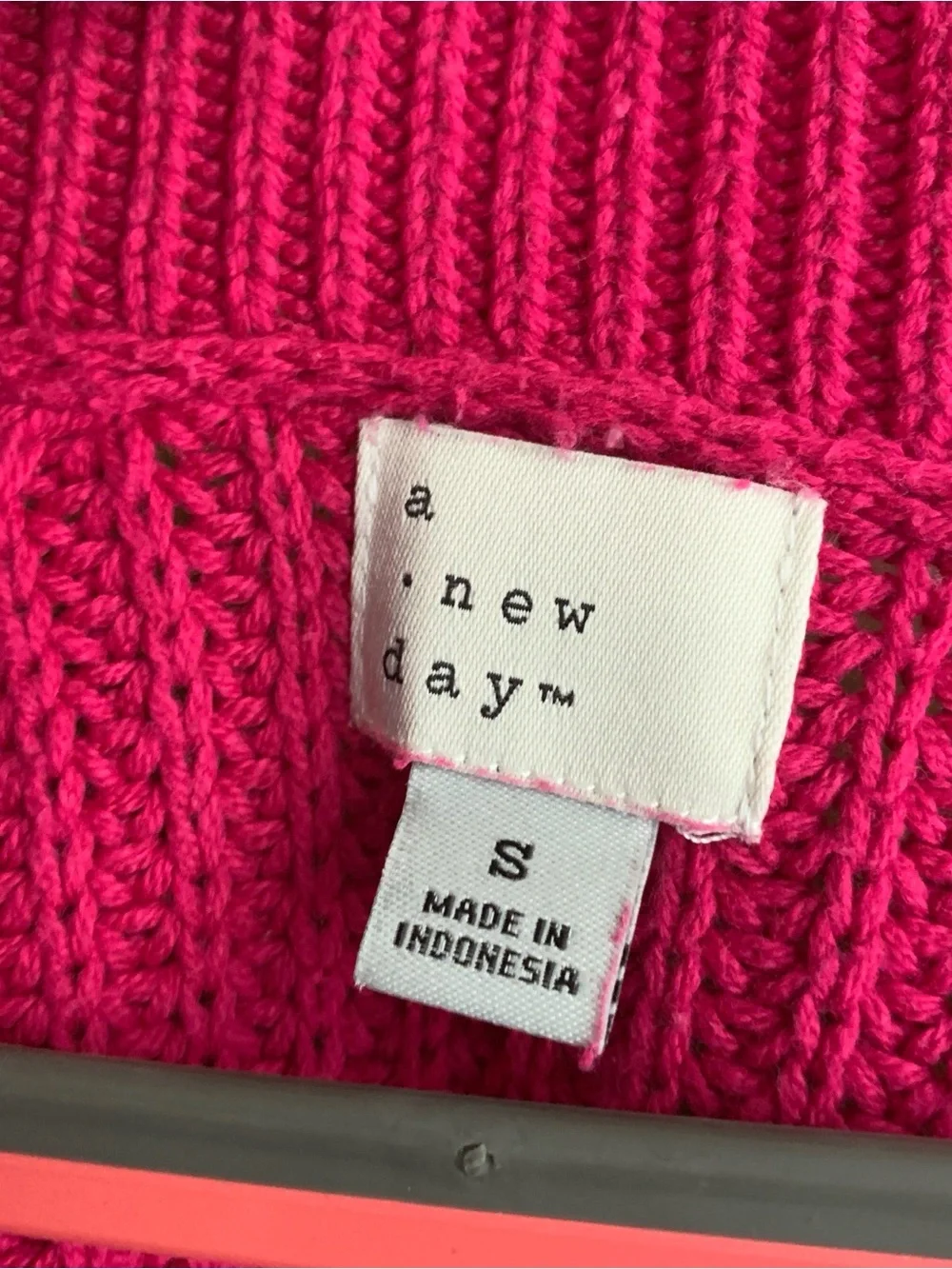 A New Day Bright Fuchsia Ribbed V-Neck Sweater